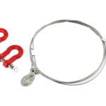 Realistic Steel Tow Cable & Tow Hooks w/ Bow Shackles for 1/10 Off-Road Crawler
