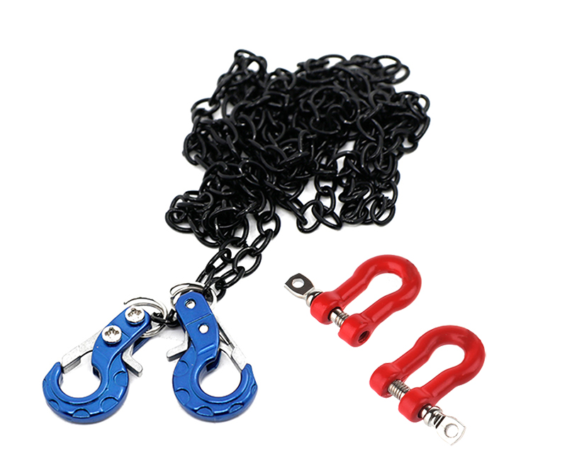 C31763BLUE Realistic 1/10 Size Drag Chain & Tow Hooks w/Bow Shackle for 1/10 Scale Off-Road - Image 1