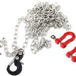 Realistic 1/10 Size Drag Chain & Tow Hooks w/Bow Shackle for 1/10 Scale Off-Road