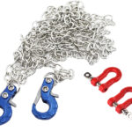 Realistic 1/10 Size Drag Chain & Tow Hooks w/Bow Shackle for 1/10 Scale Off-Road