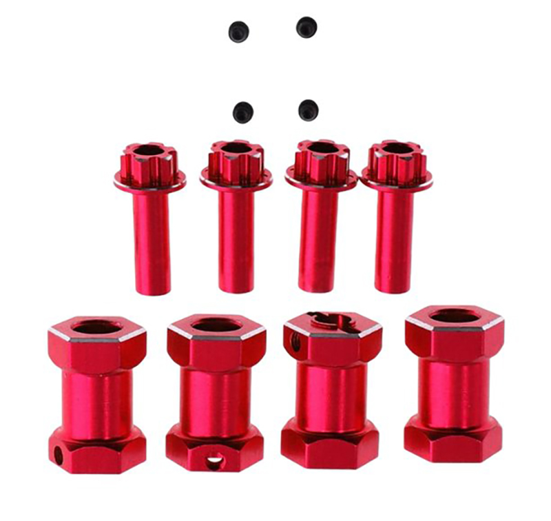 C31765RED Alloy Machined 12mm Hex Wheel Adapters for 1/10 Car, Truck & Buggy W=20mm - Image 1