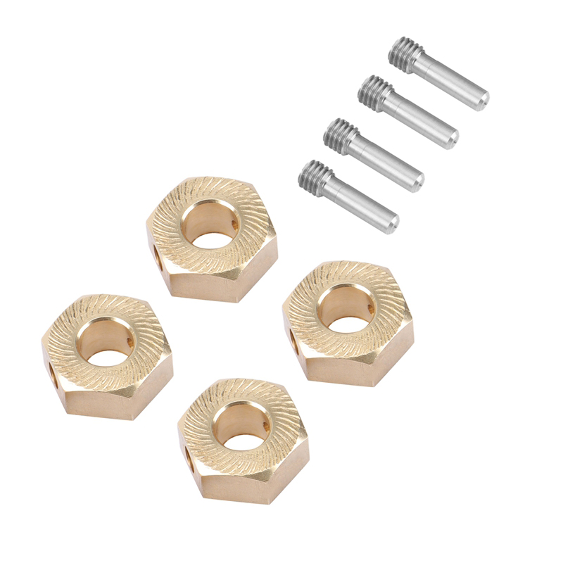 C31803 Brass Alloy Machined Wheel 17mm Hex (4) for Axial SCX6 Crawler - Image 1