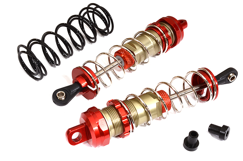 C31831RED Alloy Machined HD Big Bore Shocks (2) 120mm for 1/8 Scale Off-Road - Image 1