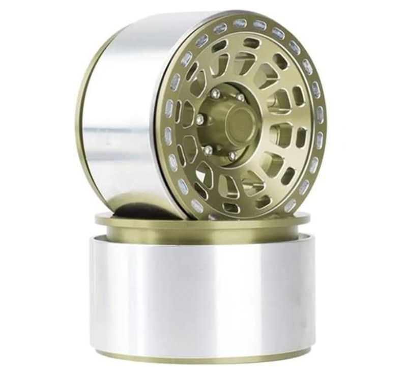 C31845GREEN Alloy Machined Wheels (2) for Axial SCX6 45001 - Image 1