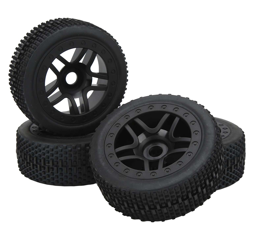 C31856 Tires, Wheels & Inserts TL10 w/17mm Hex for 1/8 Buggy Size 4pcs OD=110mm - Image 1
