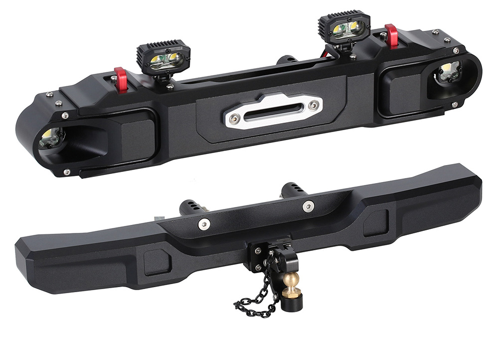 C31859BLACK Realistic Alloy Front & Rear Bumper Set for Axial SCX6 - Image 1