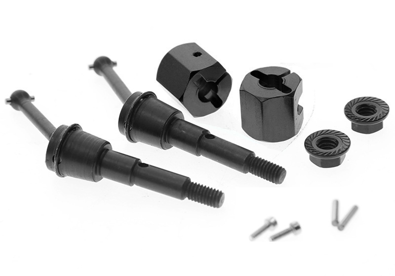 C31877BLACK Alloy Drive Shafts & Hex Drive Hubs for Tamiya SW-01 1/24 Mini Lunch Box, MudMad - Image 1
