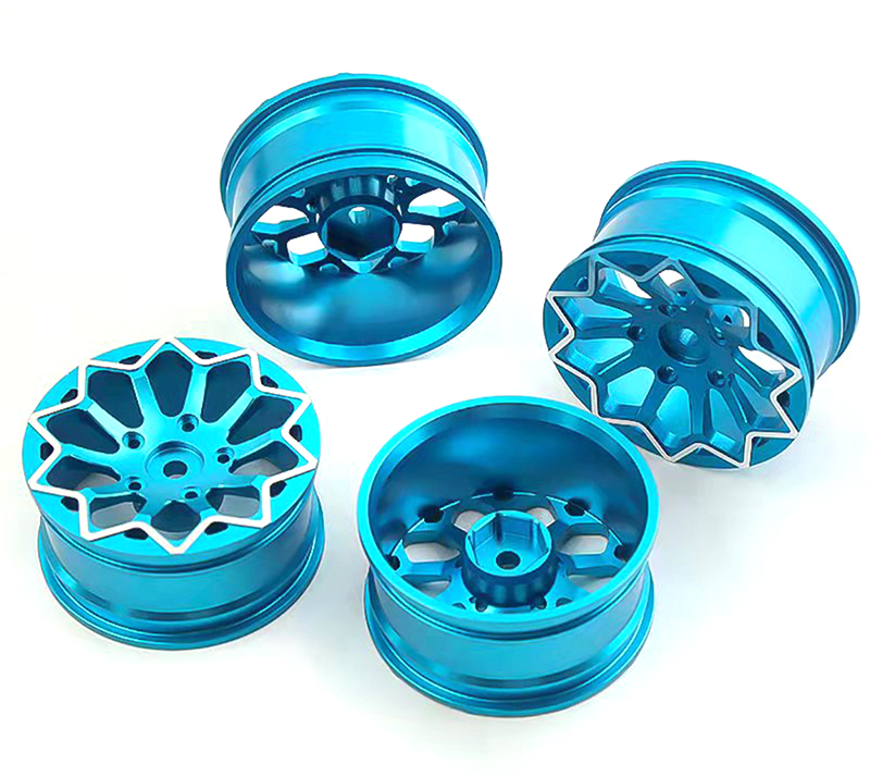 C31890BLUE 10 Spoke Alloy Wheel Set (4) for 1/10 Drift Racing W=26mm Offset 4.5mm - Image 1