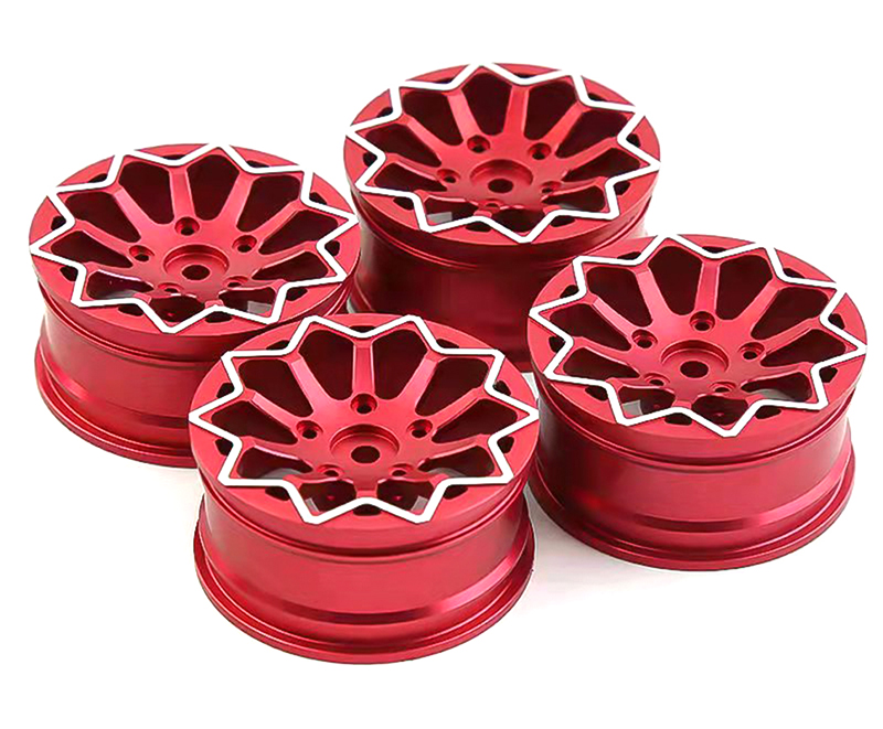 C31890RED 10 Spoke Alloy Wheel Set (4) for 1/10 Drift Racing W=26mm Offset 4.5mm - Image 1