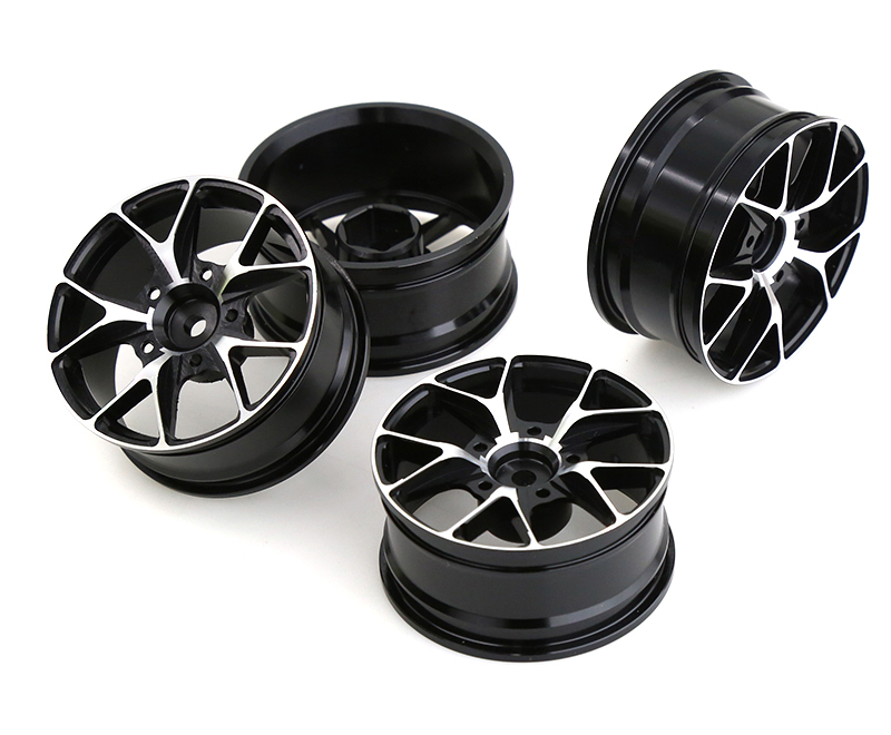 C31894BLACK 10 Spoke Alloy Wheel Set (4) for 1/10 On-Road Touring W=26mm Offset 3.5mm - Image 1