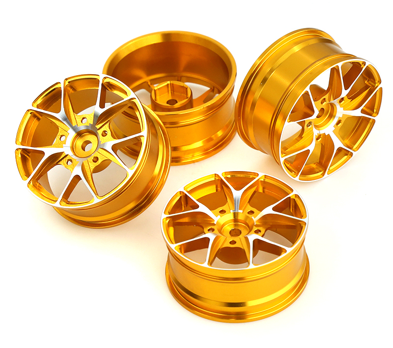 C31894GOLD 10 Spoke Alloy Wheel Set (4) for 1/10 On-Road Touring W=26mm Offset 3.5mm - Image 1