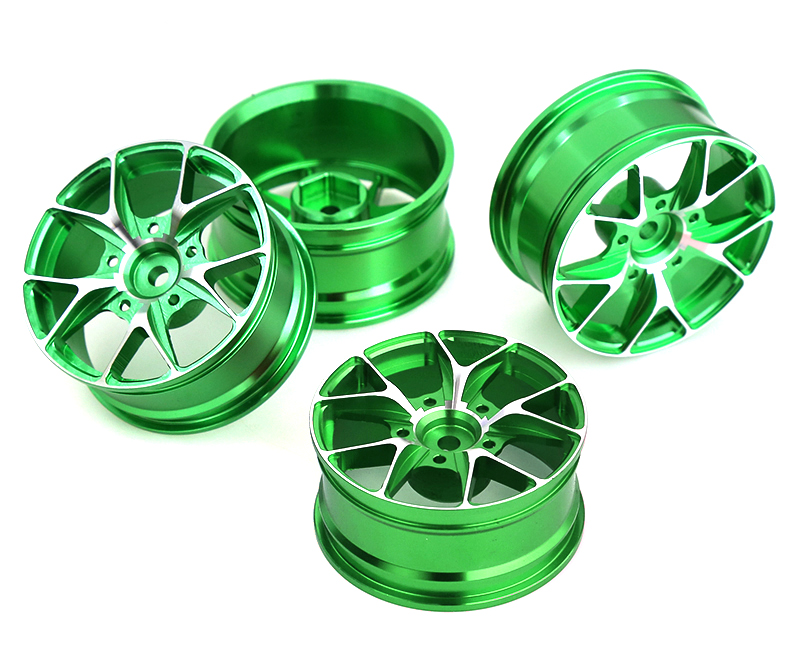 C31894GREEN 10 Spoke Alloy Wheel Set (4) for 1/10 On-Road Touring W=26mm Offset 3.5mm - Image 1
