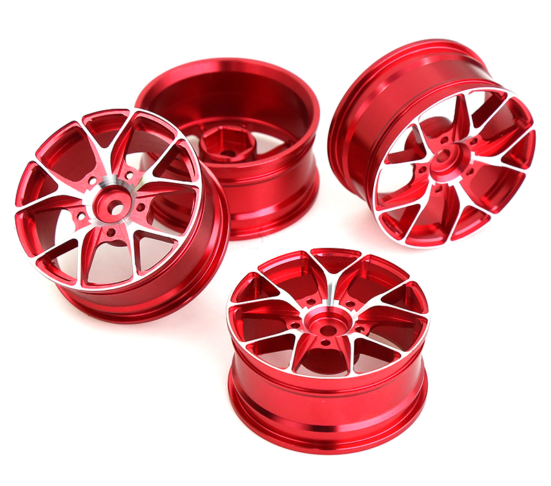 C31894RED 10 Spoke Alloy Wheel Set (4) for 1/10 On-Road Touring W=26mm Offset 3.5mm - Image 1