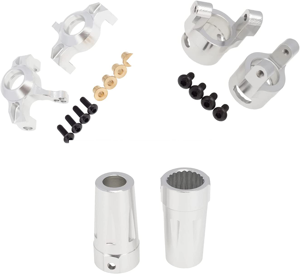 C31903SILVER Alloy Steering, Caster Blocks & Axle Adapters for Axial RR10 Bomber & Wraith 2.2 - Image 1