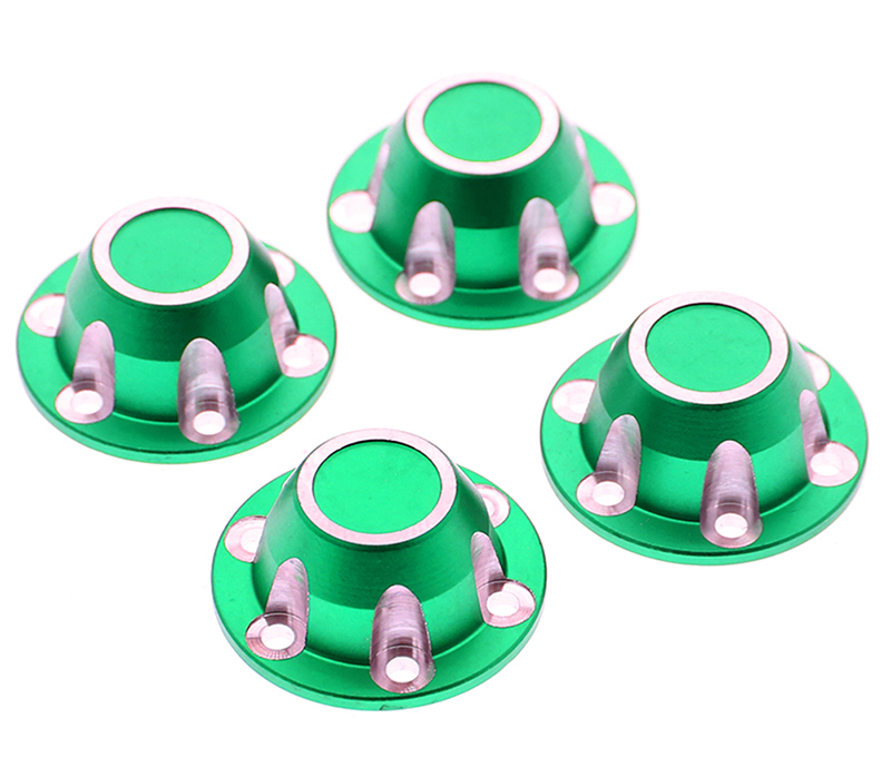 C31917GREEN Alloy Machined Center Wheel Hub Caps (4) for Axial SCX6 45001 - Image 1