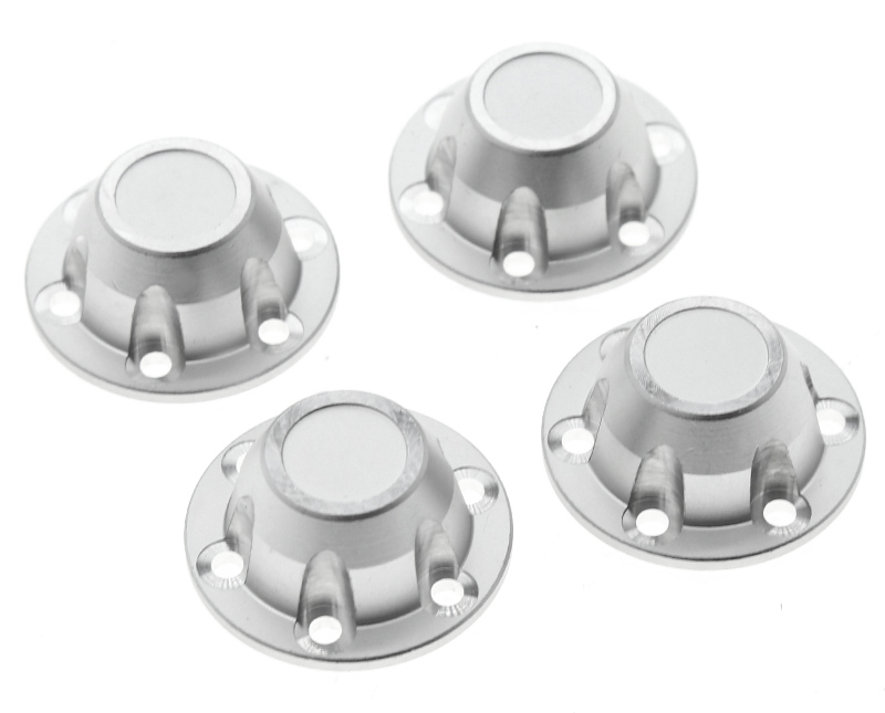 C31917SILVER Alloy Machined Center Wheel Hub Caps (4) for Axial SCX6 45001 - Image 1
