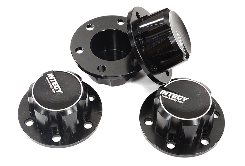 C31944BLACK Billet Machined Alloy Wheel Hub Caps for Axial SCX6 Crawler 45001 - Image 1