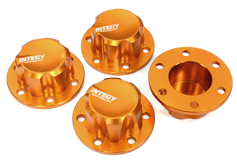 C31944ORANGE Billet Machined Alloy Wheel Hub Caps for Axial SCX6 Crawler - Orange 45001 - Image 1