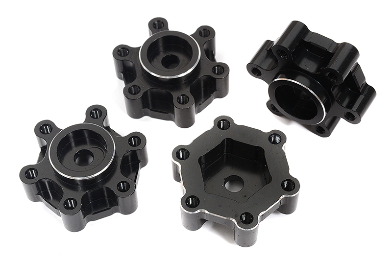 C31970BLACK Billet Machined 17mm Hex-to-6 Bolt Wheel Adapters for Losi 1/8 LMT 1.0 - Image 1