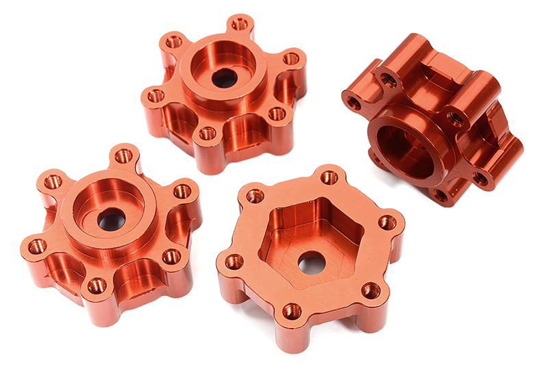 C31970RED Billet Machined 17mm Hex-to-6 Bolt Wheel Adapters for Losi 1/8 LMT 1.0 - Image 1