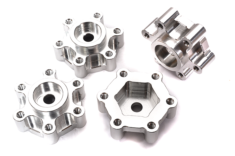 C31970SILVER Billet Machined 17mm Hex-to-6 Bolt Wheel Adapters for Losi 1/8 LMT 1.0 - Image 1