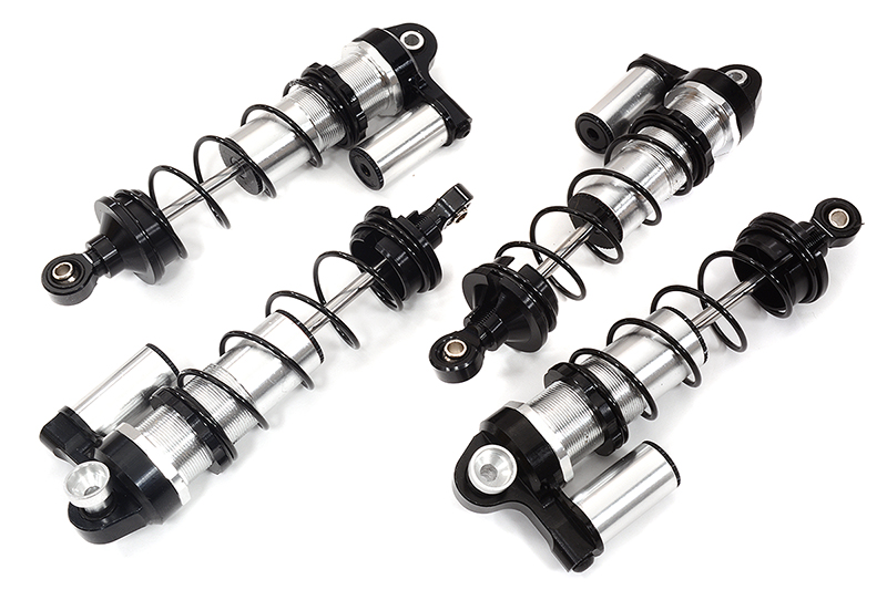 C31971SILVER Billet Machined Piggyback Shock Set for Team Associated DR10 Drag Race Car RTR - Image 1