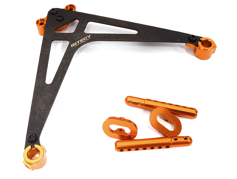 C31984ORANGE Billet Machined Rear Body Posts & Mount Set for Losi 1/10 22S Drag - Image 1