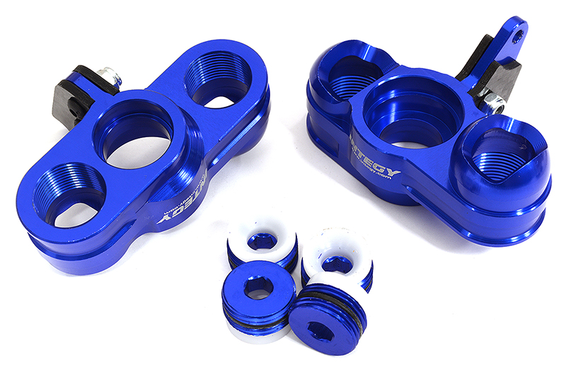 C31996BLUE Blue Billet Machined Steering Knuckles for Arrma 1/7 Limitless All-Road AR330187 - Image 1