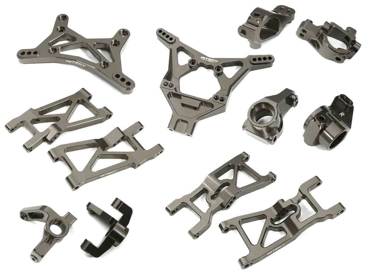 C32002GREY Grey Billet Machined Suspension Upgrade Kit for Losi 1/10 2WD 22S Drag Car - Image 1