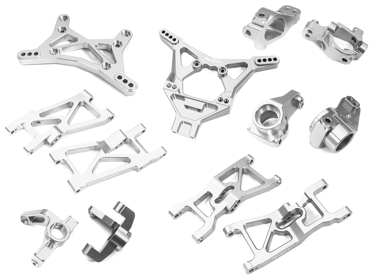 C32002SILVER Silver Billet Machined Suspension Upgrade Kit for Losi 1/10 2WD 22S Drag Car - Image 1