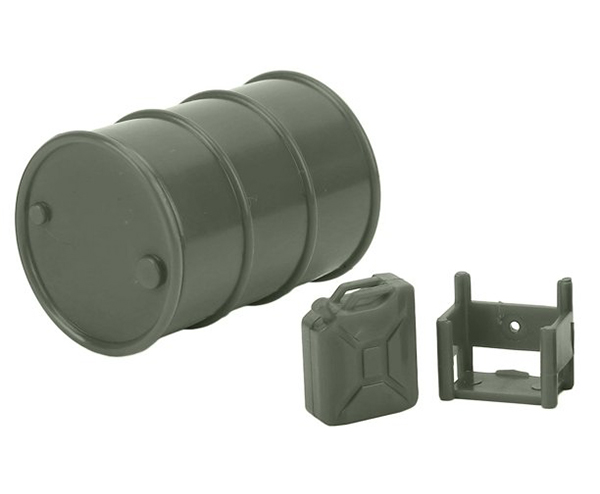 C32047GREEN Realistic Drum Container & Jerry Can w/ Mount for 1/24 Scale Crawler - Image 1