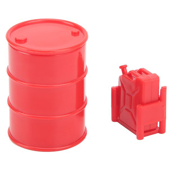 C32047RED Realistic Drum Container & Jerry Can w/ Mount for 1/24 Scale Crawler - Image 1