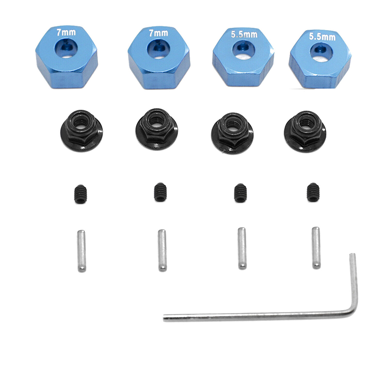C32055LIGHTBLUE 12mm Hex Wheel Adapters for 1/10 Slash 2WD, Stampede 2WD, Rustler 2WD 1654 3654 - Image 1