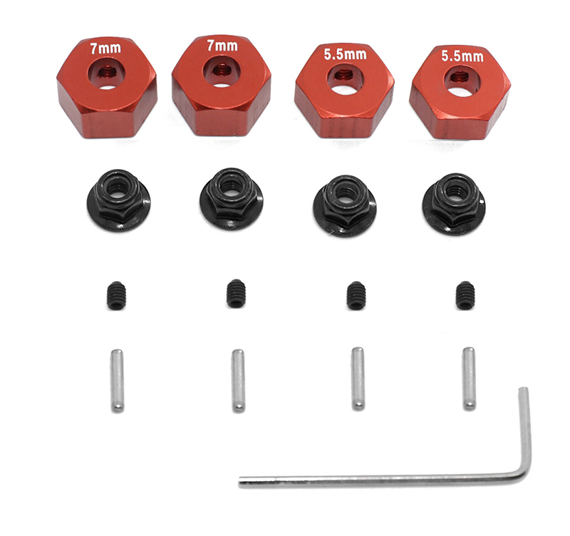 C32055RED 12mm Hex Wheel Adapters for 1/10 Slash 2WD, Stampede 2WD, Rustler 2WD 1654 3654 - Image 1
