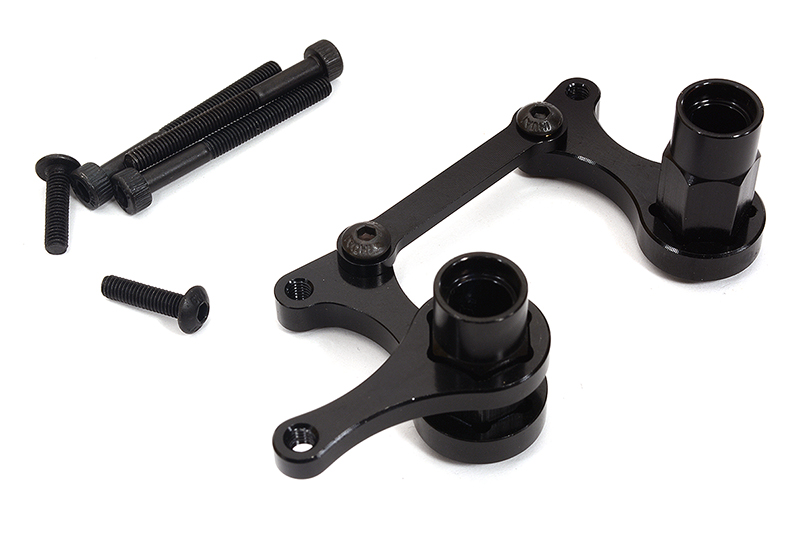 C32065BLACK Black Alloy Machined Steering Bellcrank Set for 2WD RC Cars and Trucks - Image 1