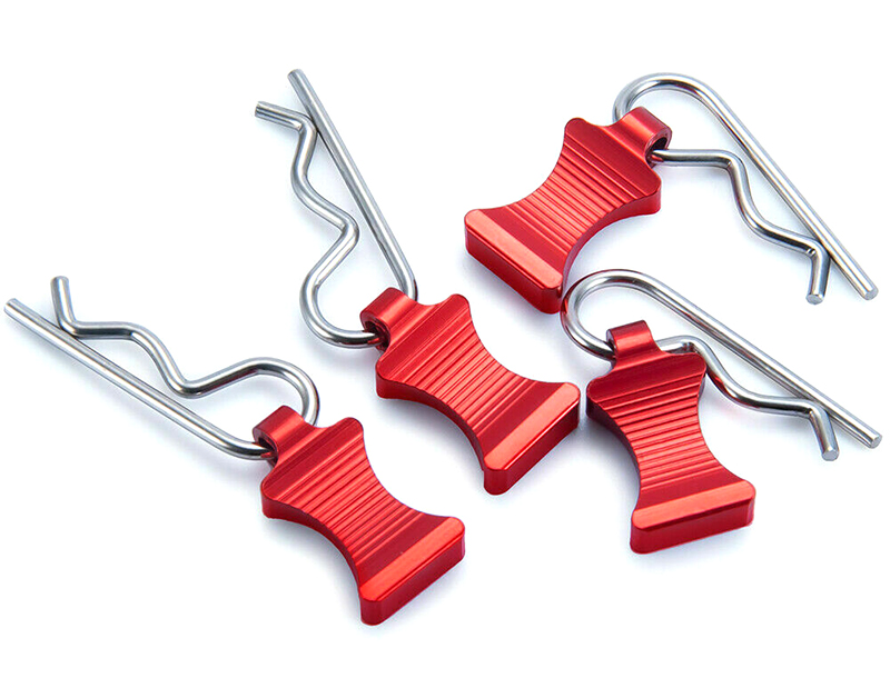 C32072RED Aluminum Easy Pulls (4) w/ Body Clips for Axial SCX6 Crawler & 1/6 Scale 250010 - Image 1