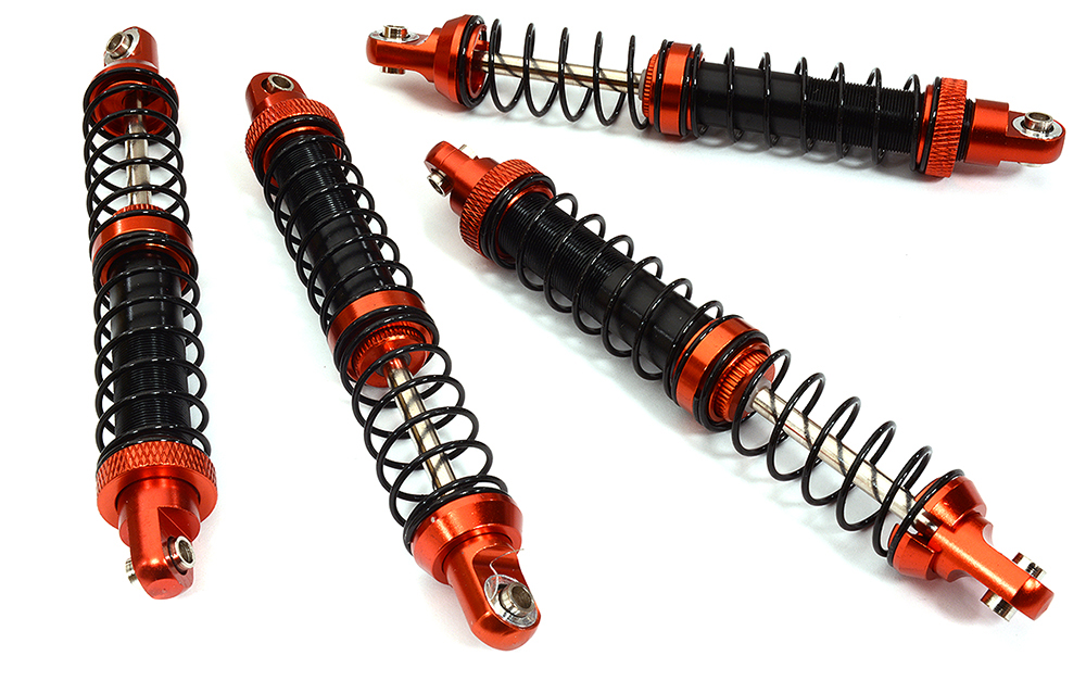 C32094BLACKRED Alloy Machined 70mm Shocks for 1/10 Scale RC Model Car & Truck - Image 1