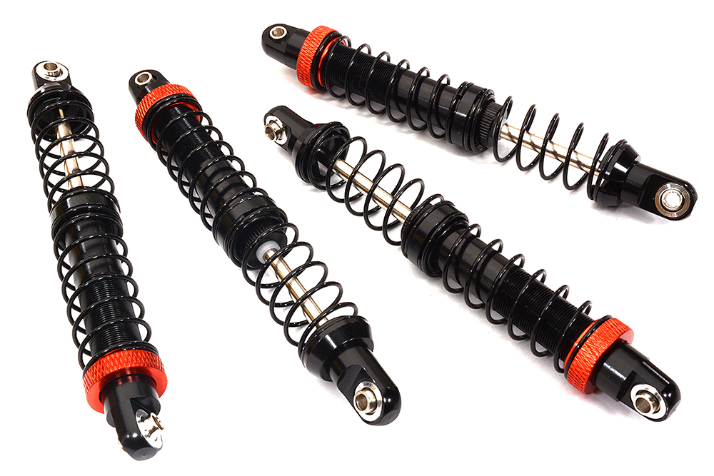 C32097REDBLACK Alloy Machined 100mm Shocks for 1/10 Scale RC Model Car & Truck - Image 1