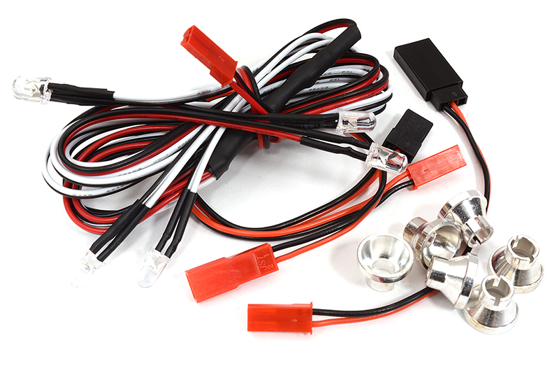 C32102 Alloy Machined LED Holder Set 5mm Size + (6) White LED Light - Image 1