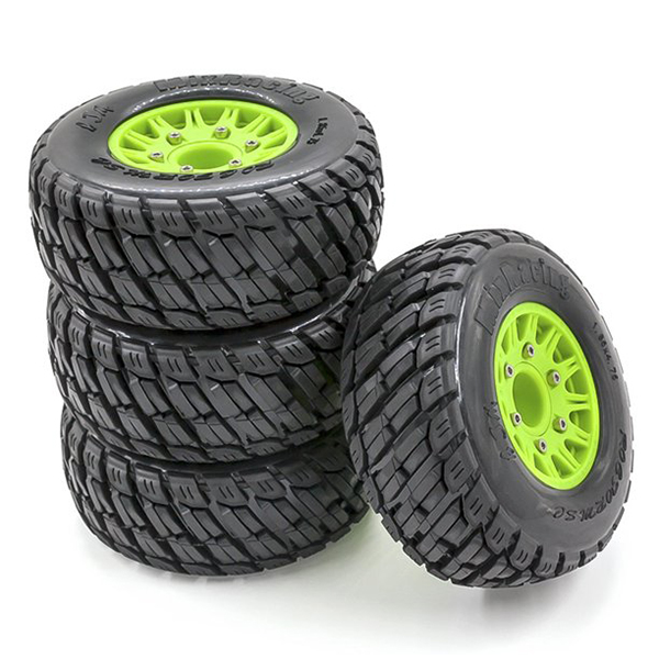 C32103GREEN Short Course 2.2/3.0 Wheel for 12, 14 & 17mm Hex & Tire Set (4) (O.D.=114mm) - Image 1
