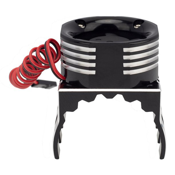 C32107BLACK Black 42mm Motor Heatsink + 30x30mm Cooling Fan w/ Color LED for 1/10 & 1/8 - Image 1
