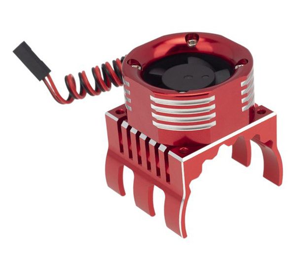 C32107RED 42mm Red Motor Heatsink with 30x30mm Cooling Fan w/ Color LED for 1/10 & 1/8 RC - Image 1