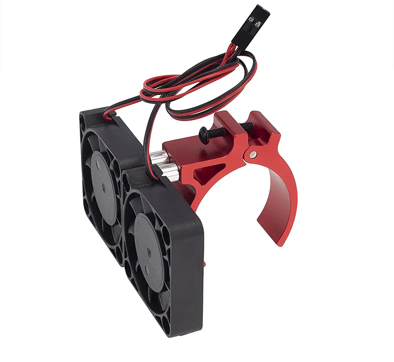 C32117RED Red 42mm Motor Heatsink with Dual 40x40mm Cooling Fans for 1/10 & 1/8 RC Cars - Image 1