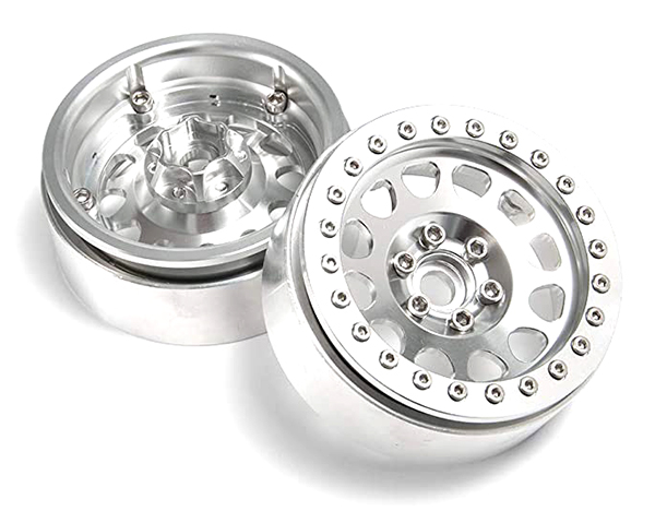 C32133SILVER 1.9 Size Billet Machined Alloy 12H Spoke Wheel(2) 88g Ea. for 1/10 Scale Crawler - Image 1