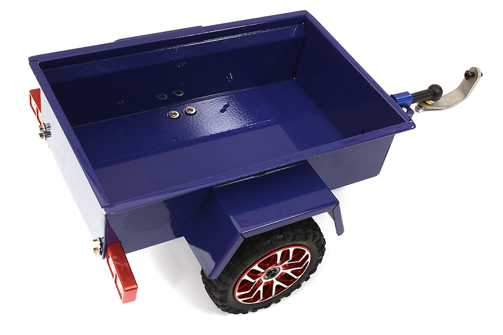 C32135BLUE Realistic Blue Metal Cargo Utility Box Trailer for 1/24 Scale RC 144x91x53mm - Image 1