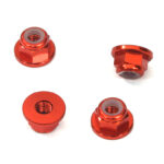 Red Alloy Metal M3 Size Hex Lock Nut Flanged, Pack of 4