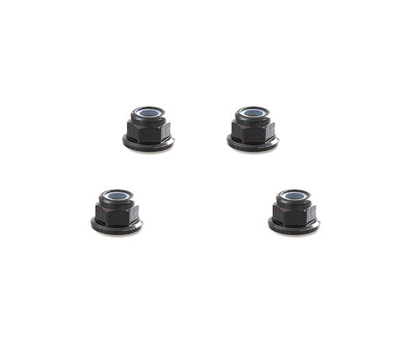 C32142BLACK Color Alloy Metal M5 Size Hex Lock Nut Flanged 4pcs - Image 1