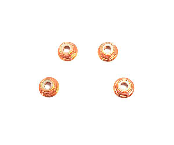 C32142ORANGE Color Alloy Metal M5 Size Hex Lock Nut Flanged 4pcs - Image 1