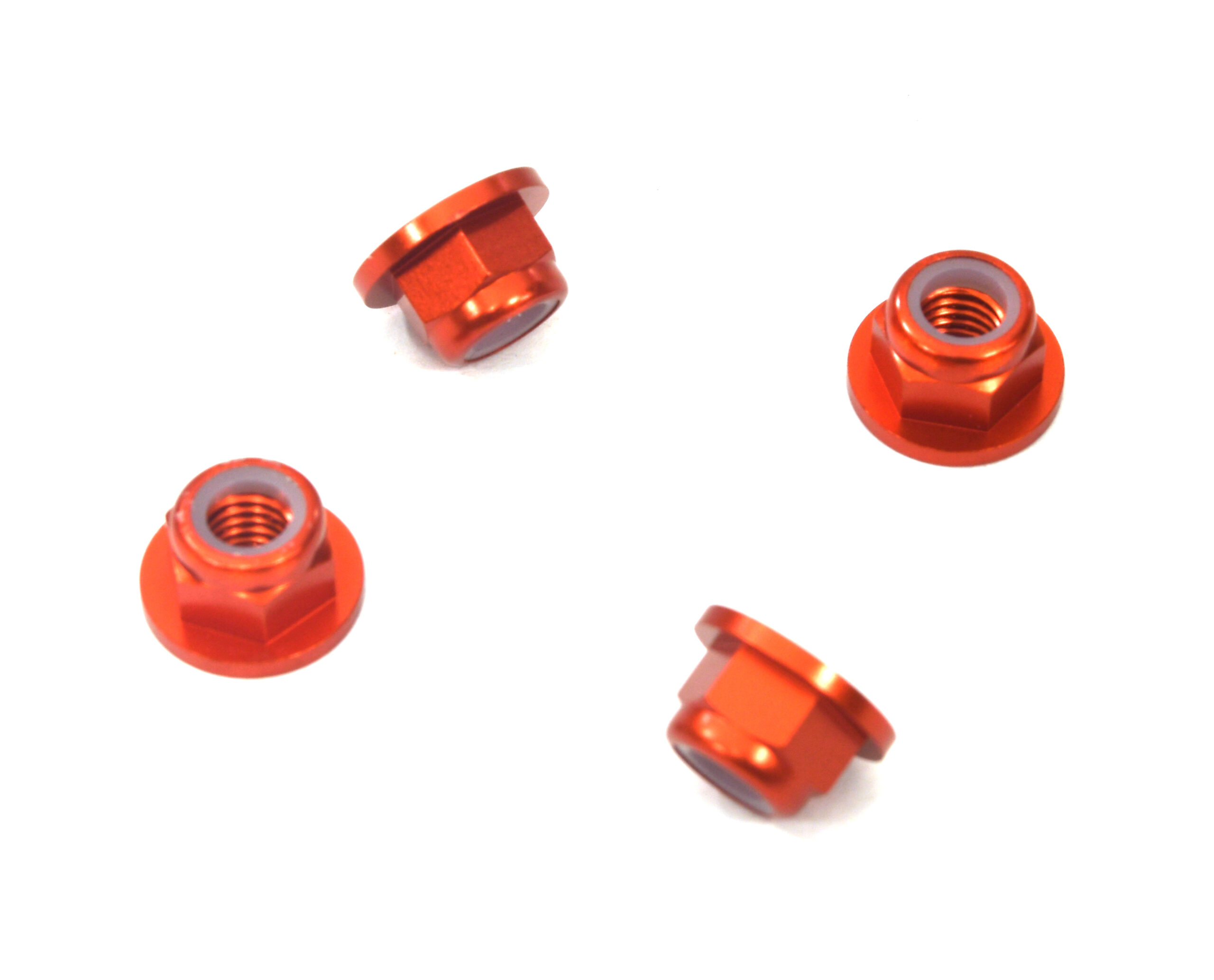 C32142RED Color Alloy Metal M5 Size Hex Lock Nut Flanged 4pcs - Image 1