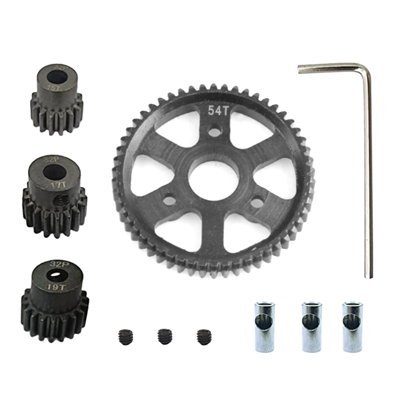 C32154 Steel 32 Pitch 54T Spur+15+17+19T Pinion Set w/5mm for Most Traxxas 1/10 4X4 - Image 1